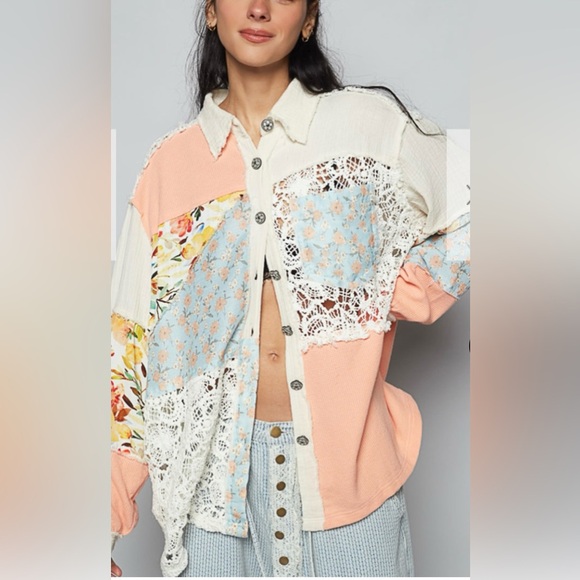 New POL Cream with multi colors. Crotchet, boho top.  Small, Med, Lg - Picture 5 of 5